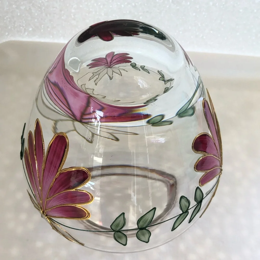 Beautiful Handcrafted Romania Crystal Vase Floral Pattern w/Raised Gilding